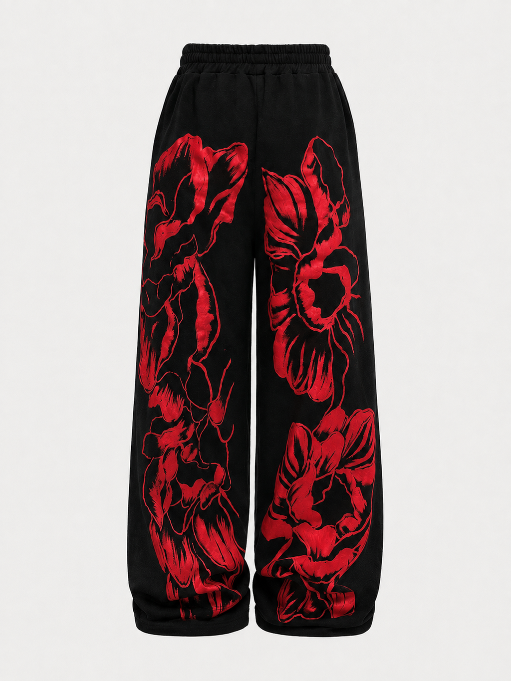 Crimson Bloom Baggy Sweatpants