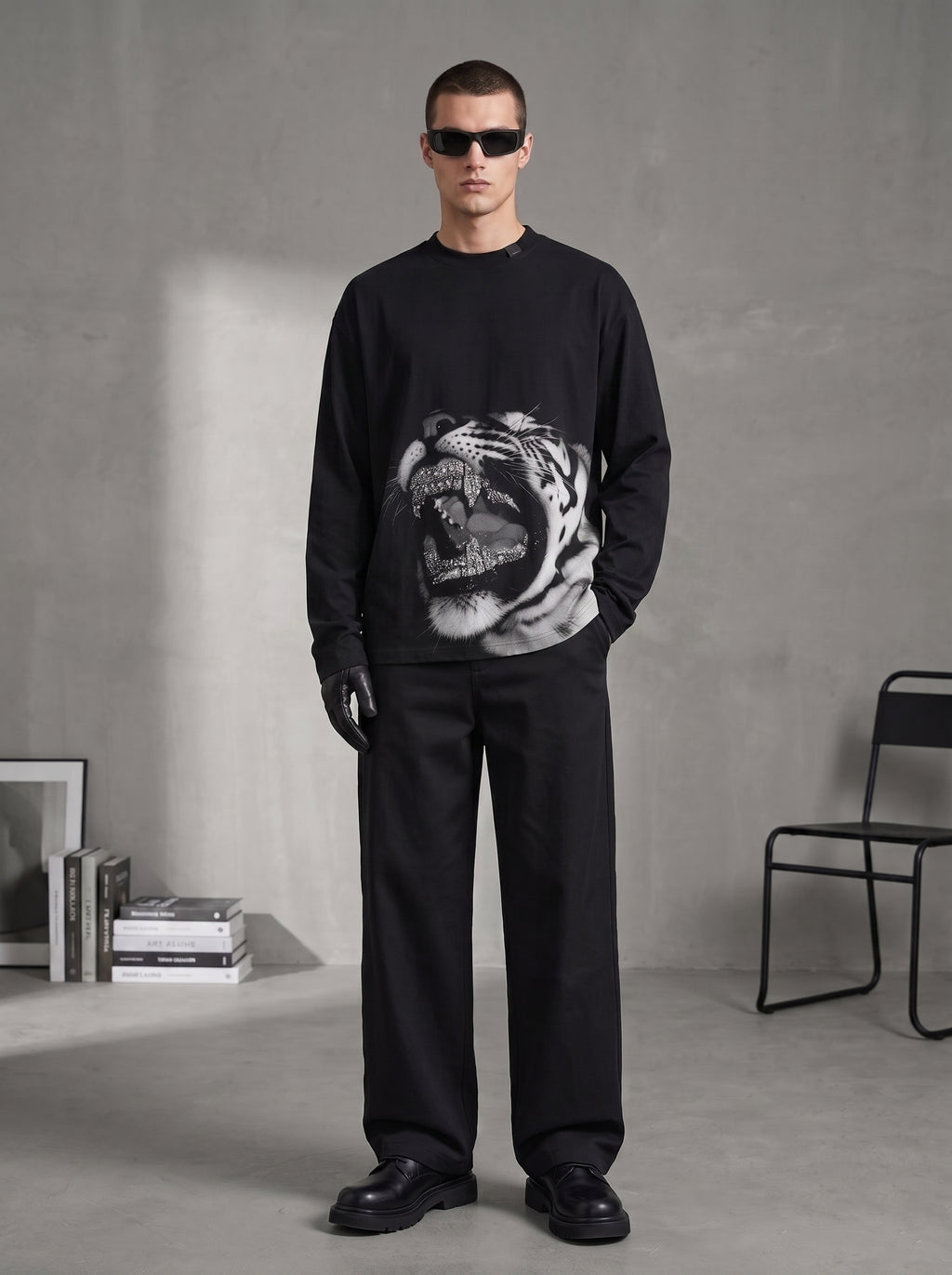 Diamond Fang Oversized Full Sleeve Tee