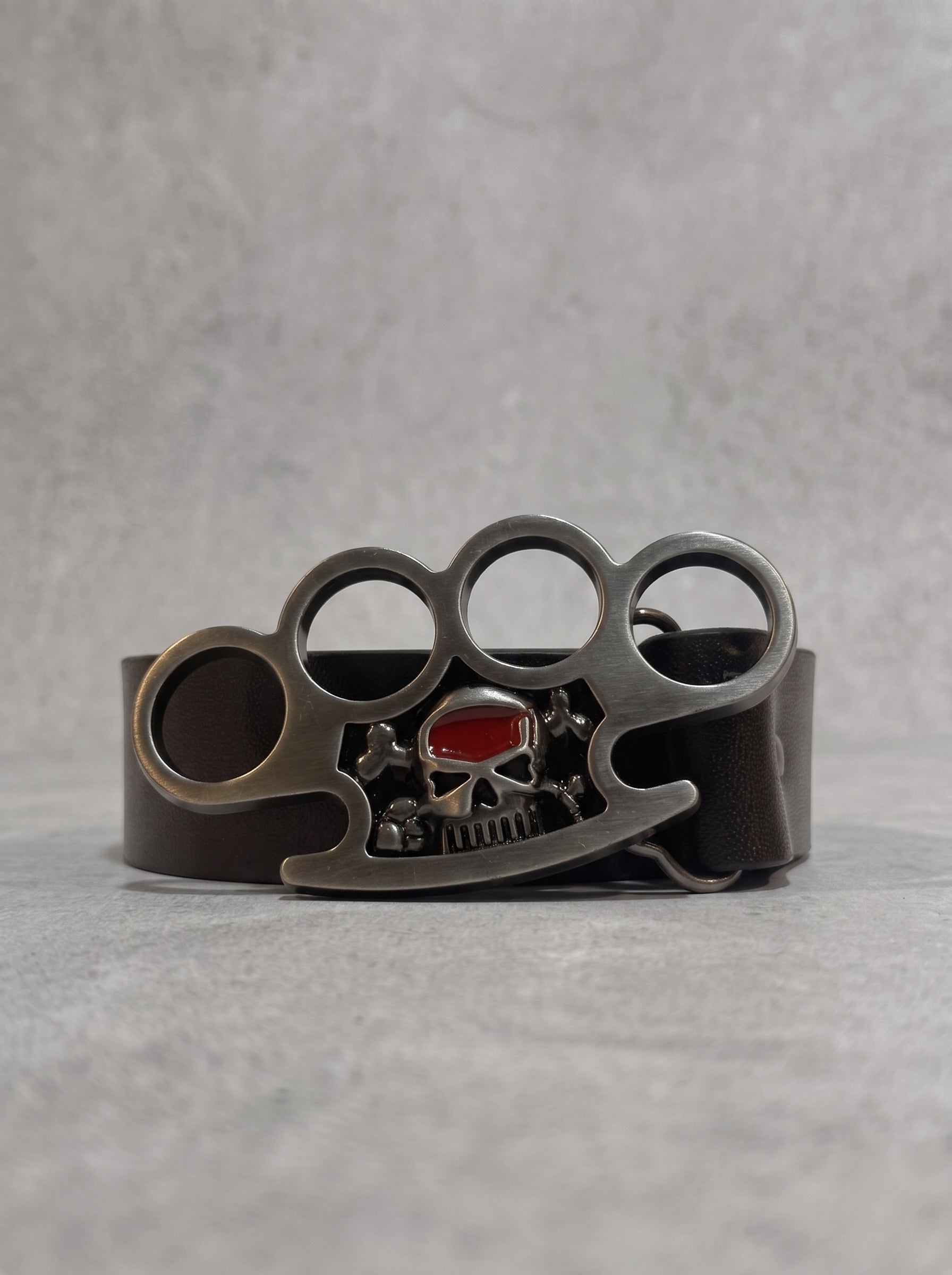 Skull Knuckle Leather Belt