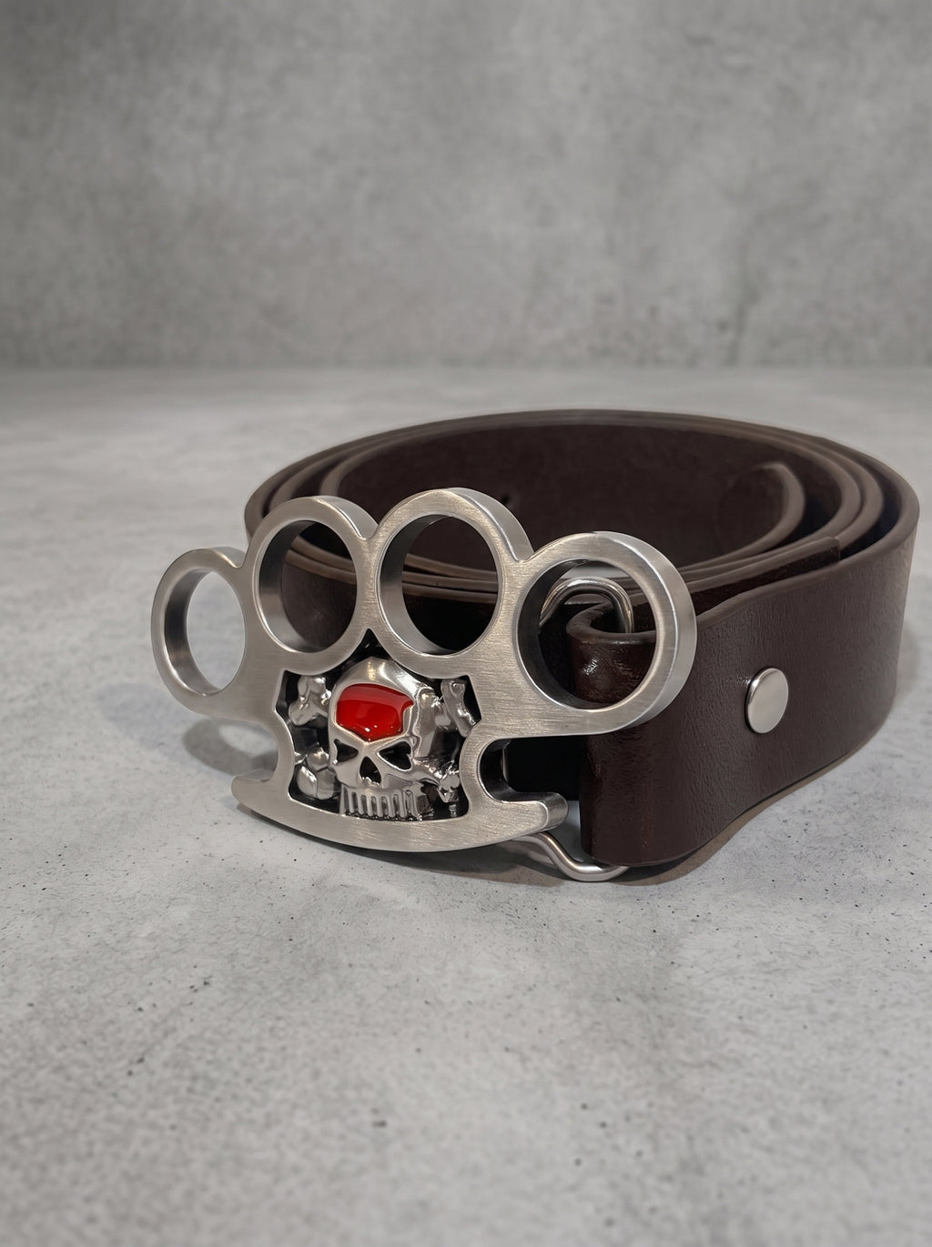 Skull Knuckle Leather Belt