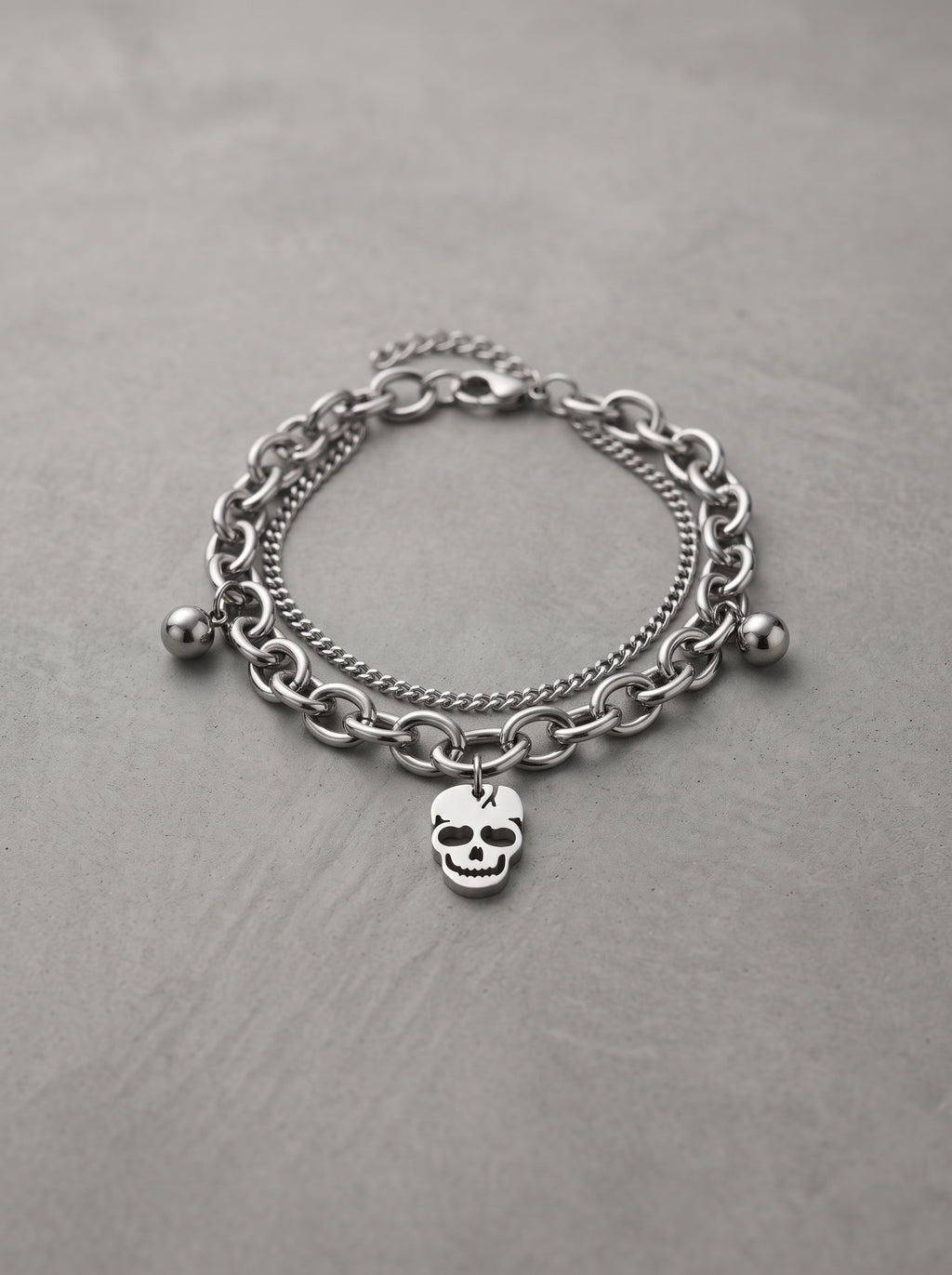 Reaper Skull Layered Bracelet