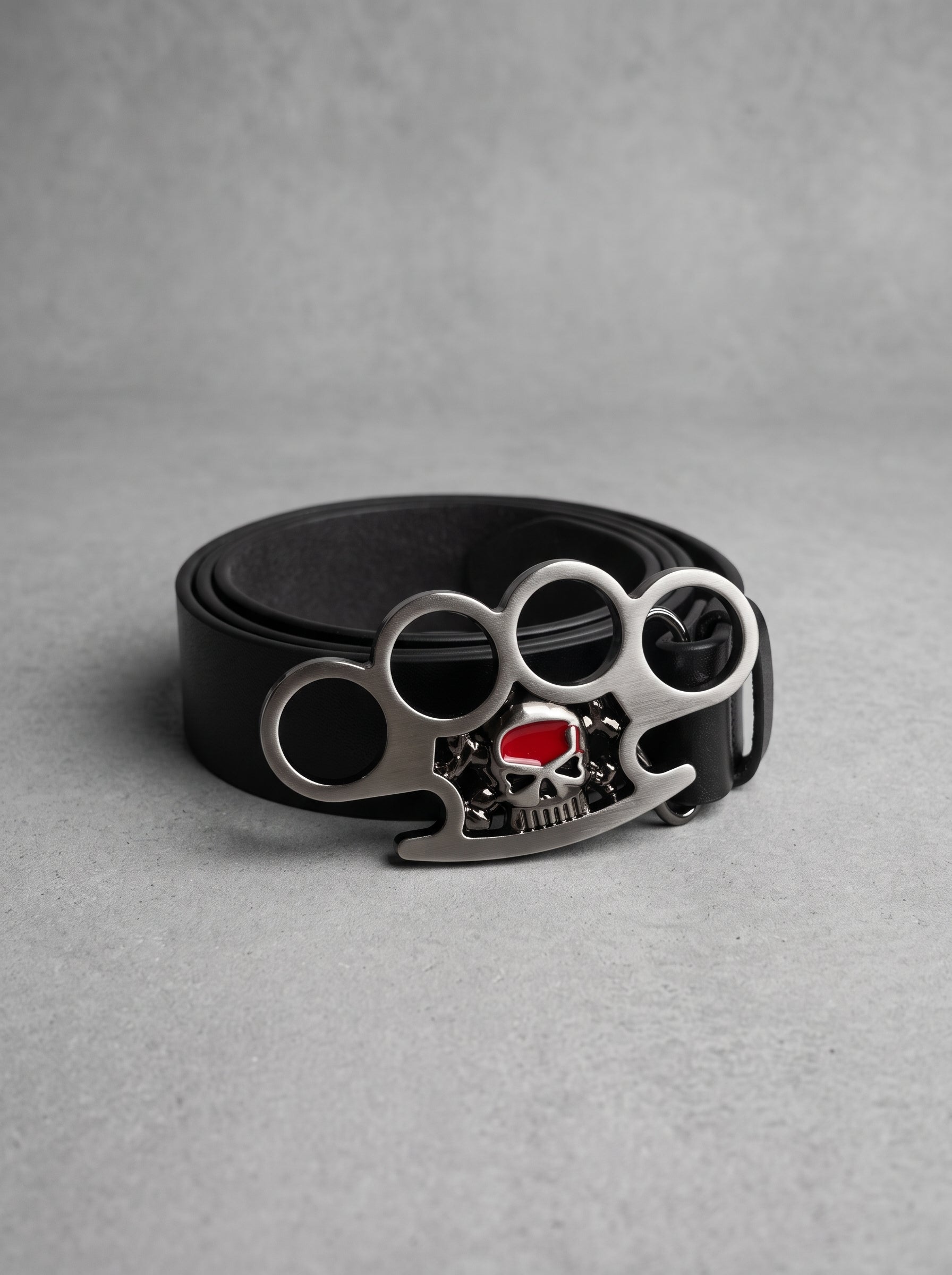 Skull Knuckle Leather Belt