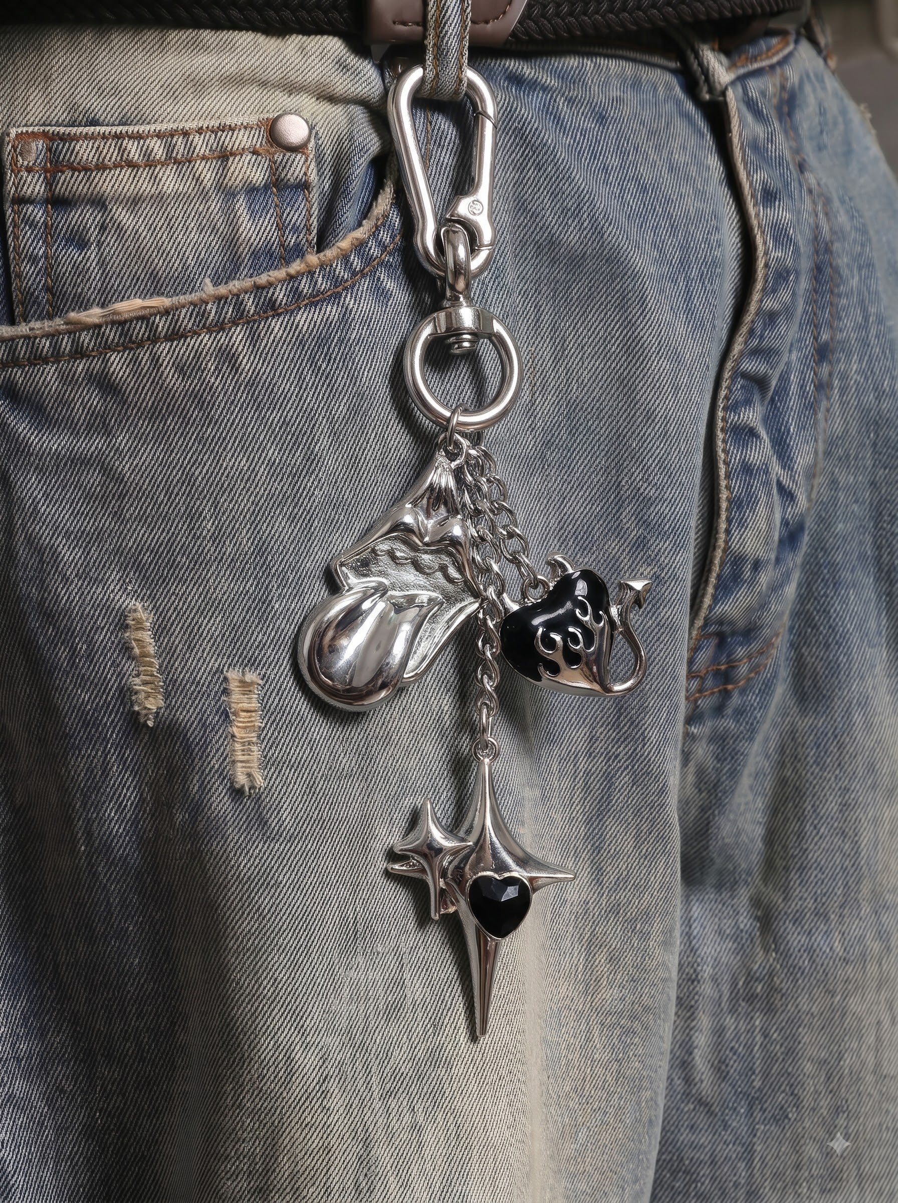 Obsidian Charm Keychain