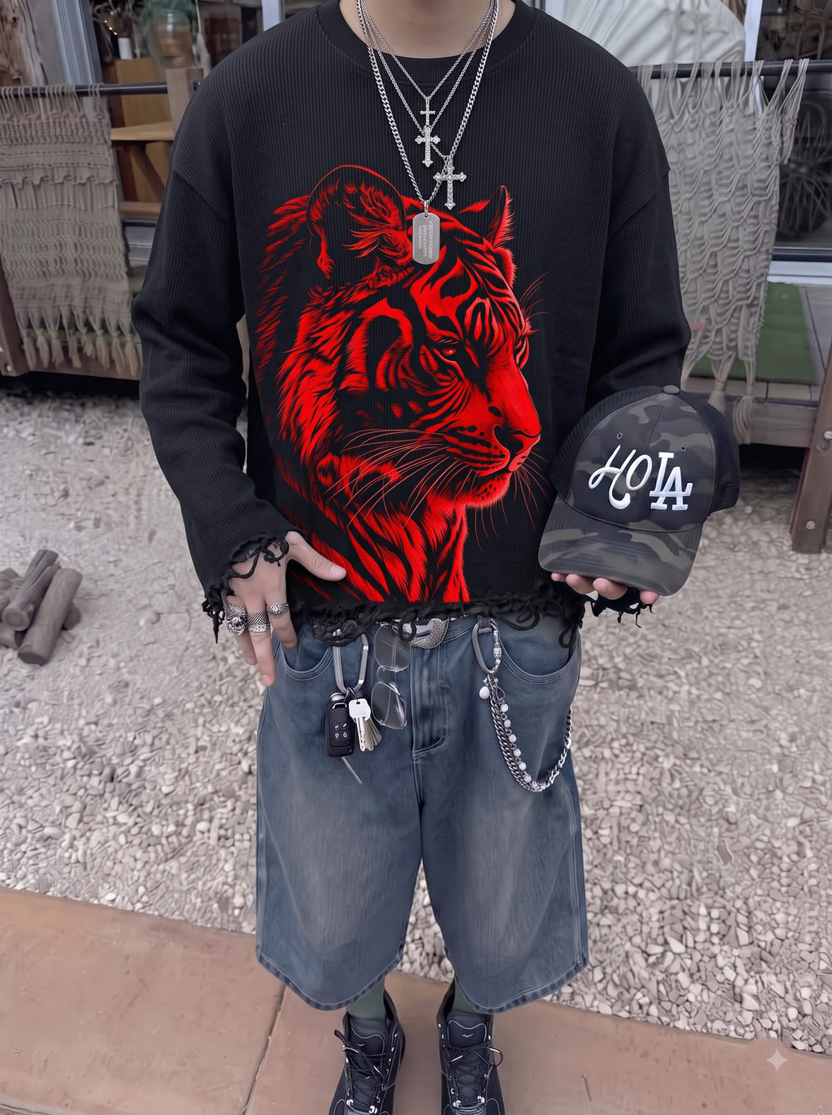 Crimson Tiger Waffle Tee