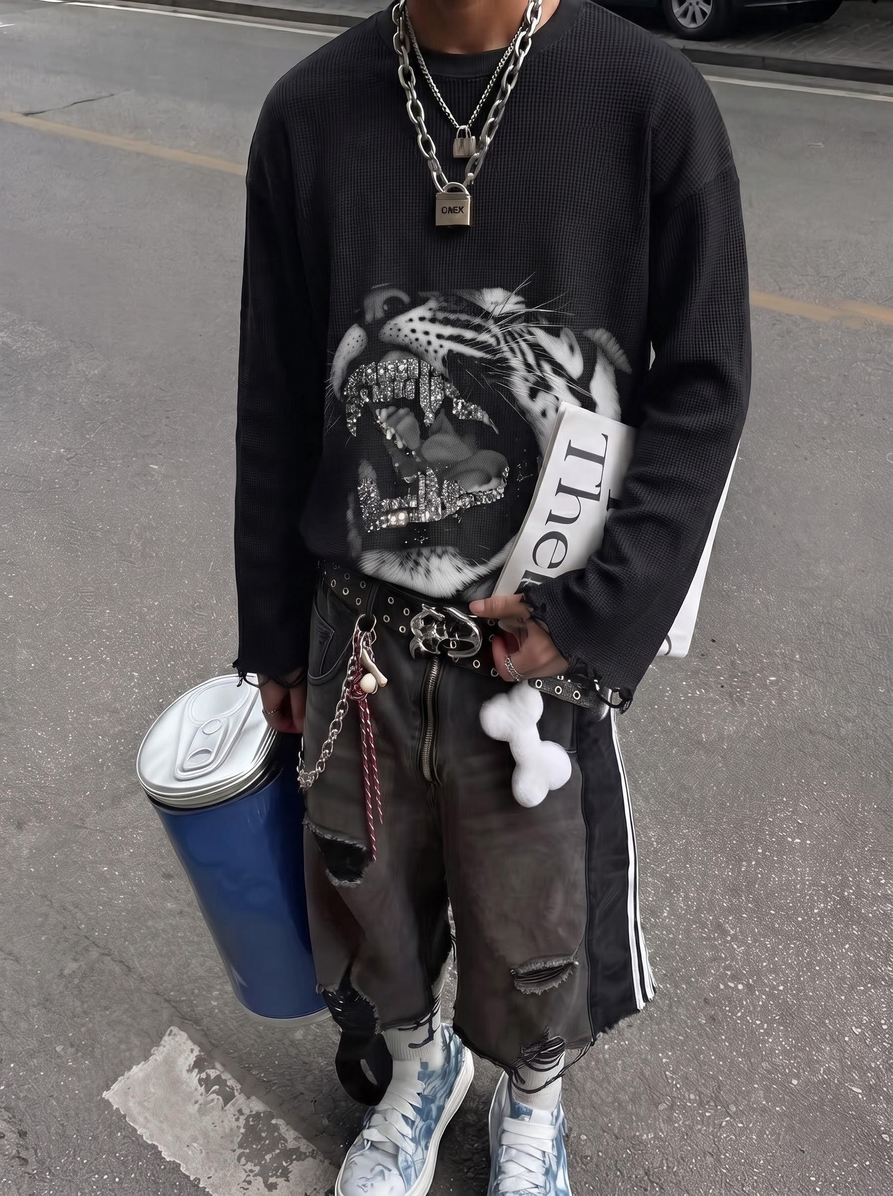 Diamond Fang Waffle Knit
