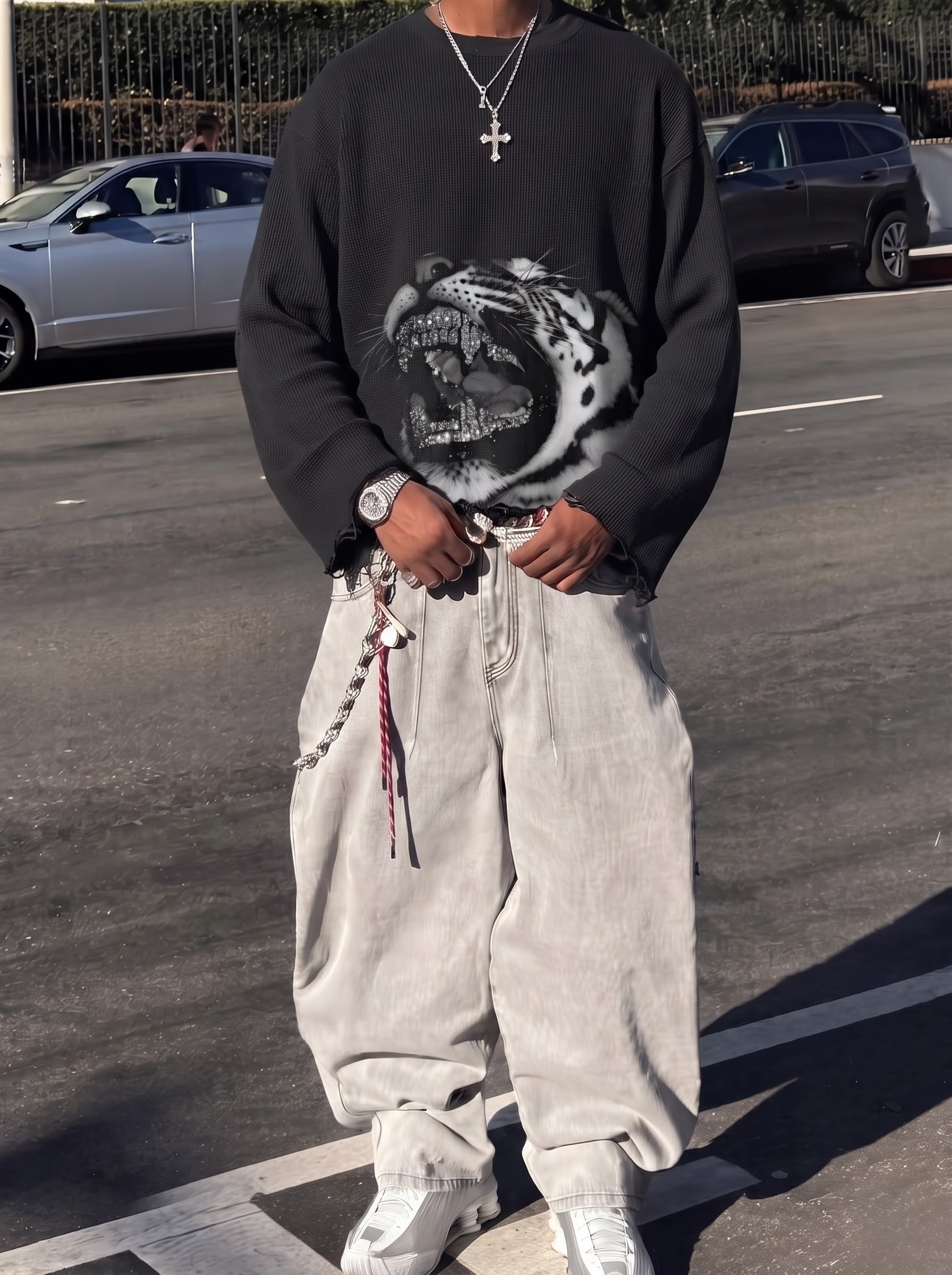 Diamond Fang Waffle Knit