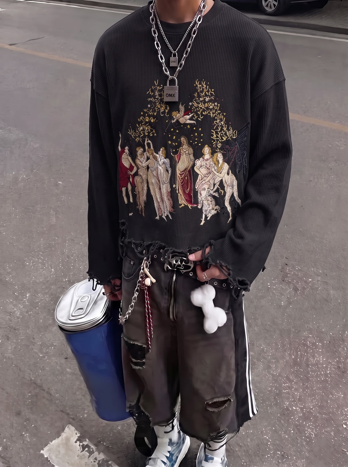 The Divine Tableau Distressed Waffle Long Sleeve