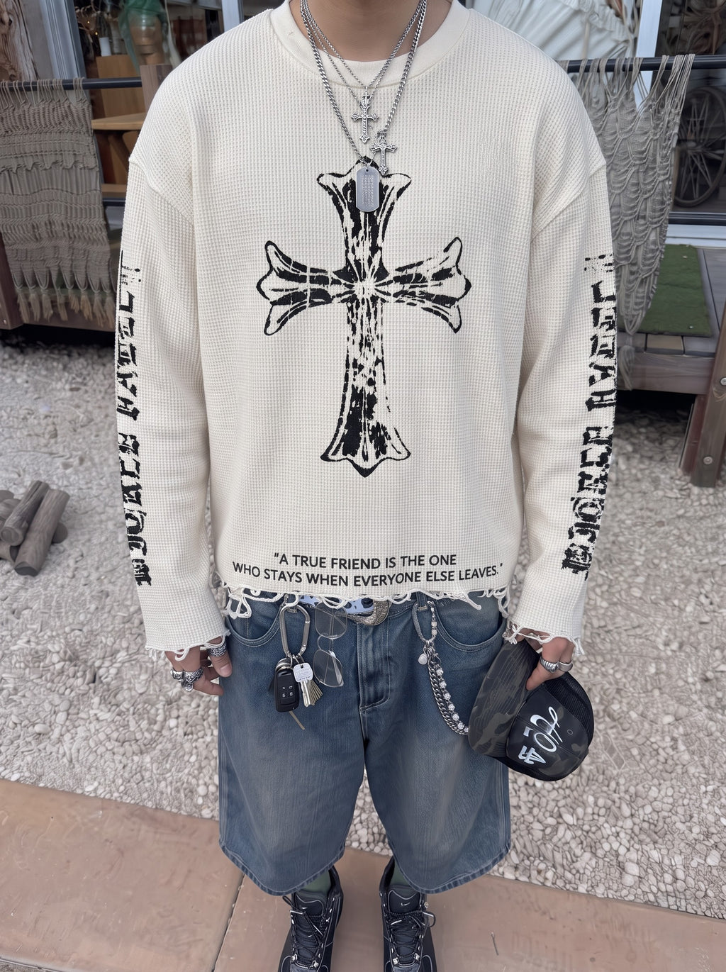 Gravebound Cross Waffle Knit