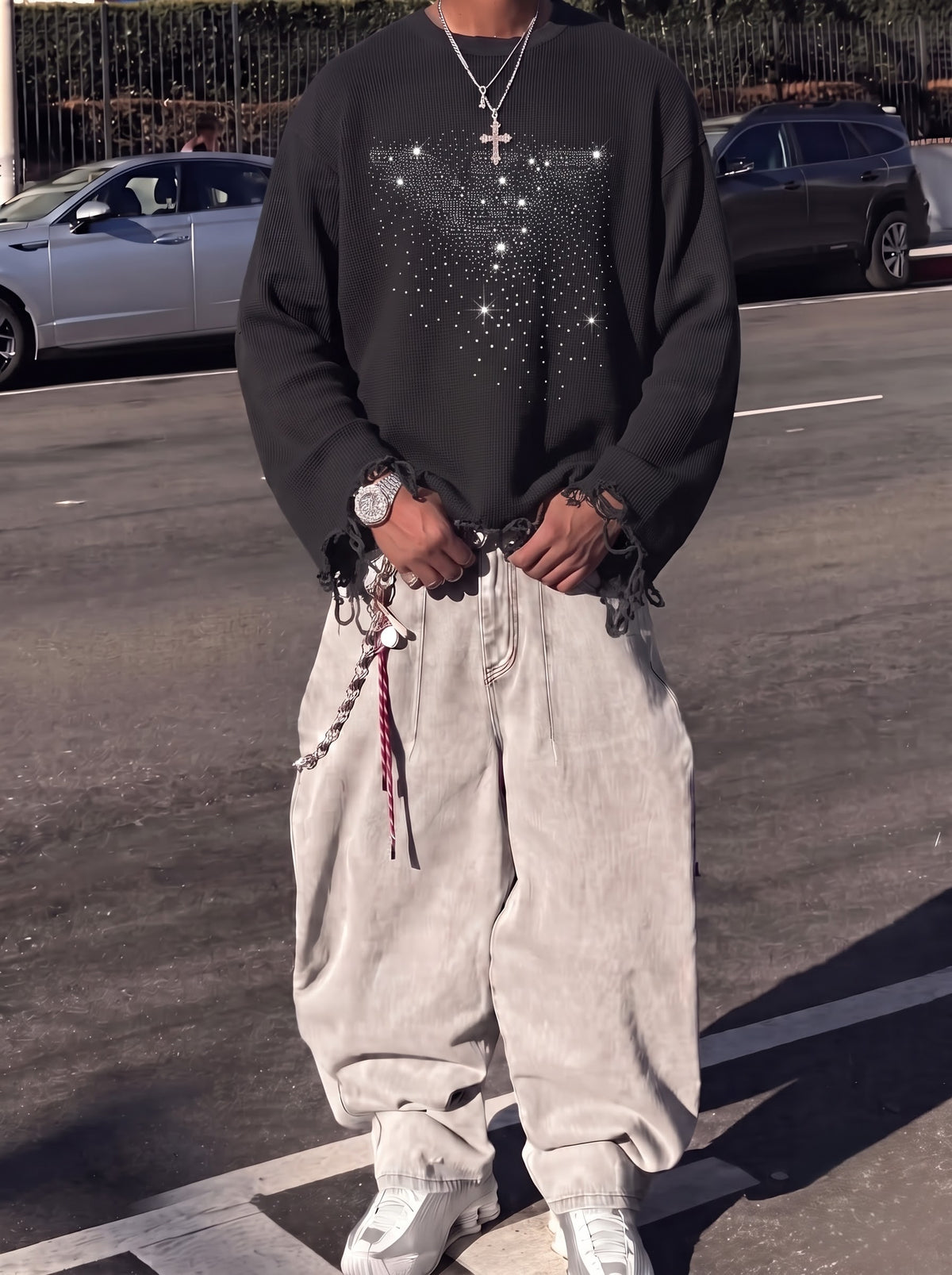 The Midnight Cascade Waffle Long Sleeve
