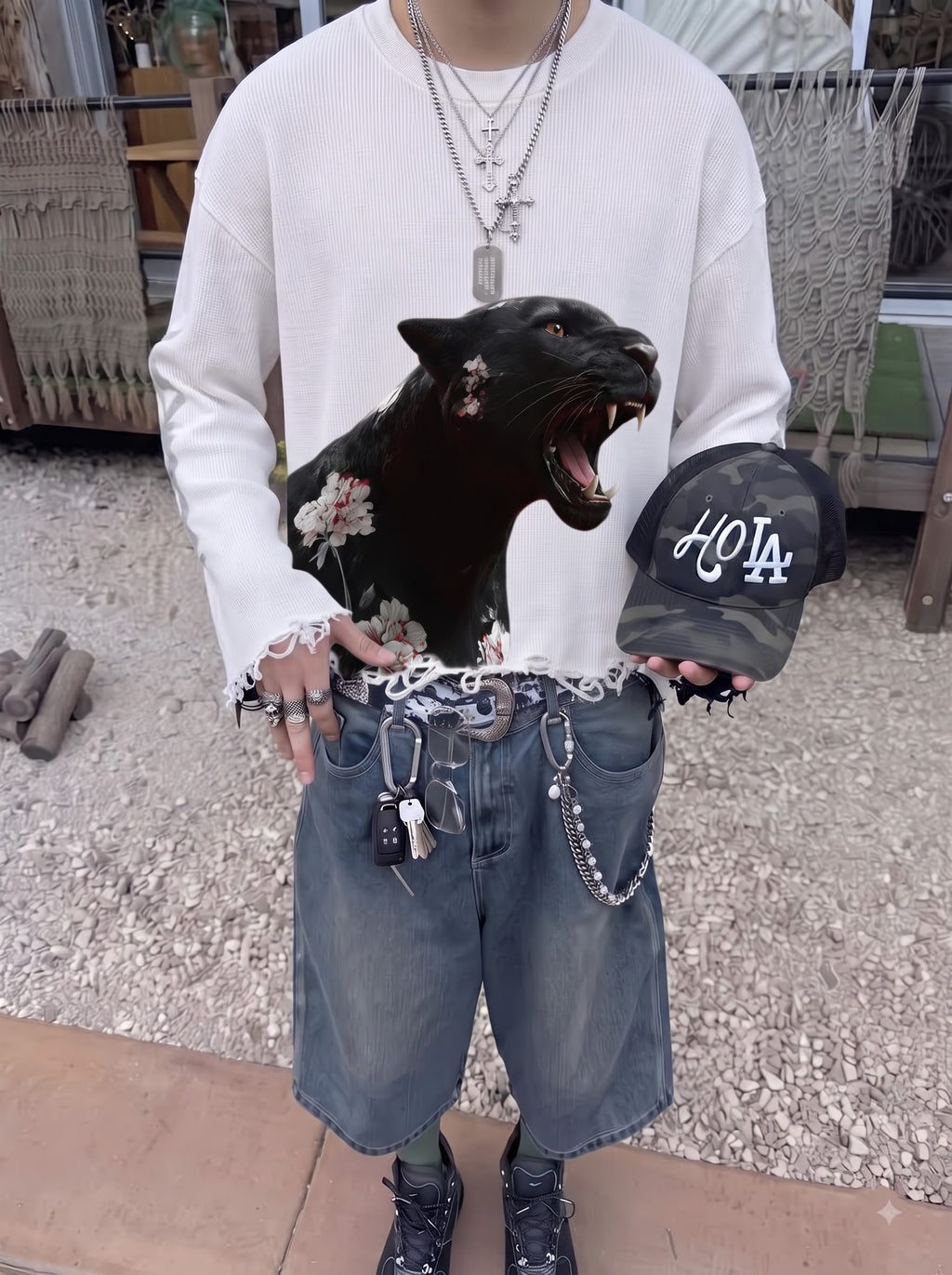 Midnight Panther Waffle Tee