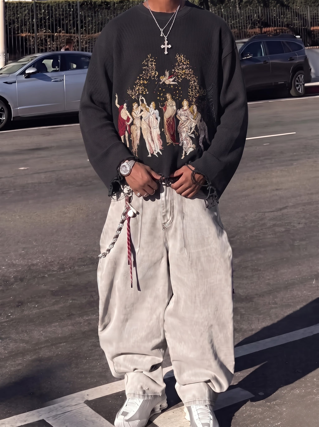The Divine Tableau Distressed Waffle Long Sleeve
