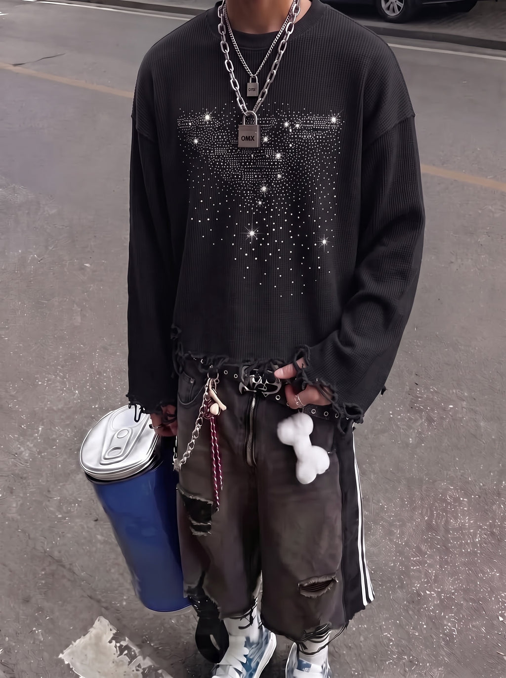 The Midnight Cascade Waffle Long Sleeve