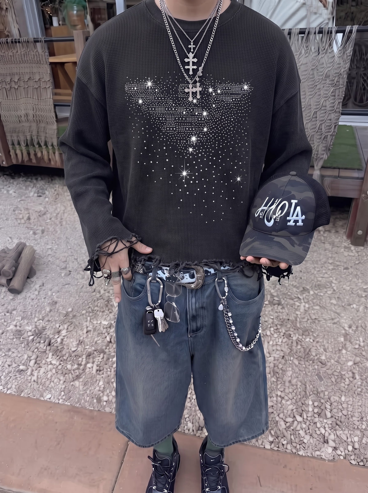 The Midnight Cascade Waffle Long Sleeve