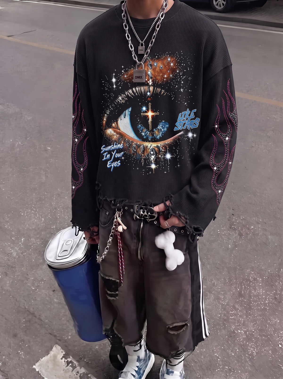 The Stargaze Eye Distressed Waffle Long Sleeve