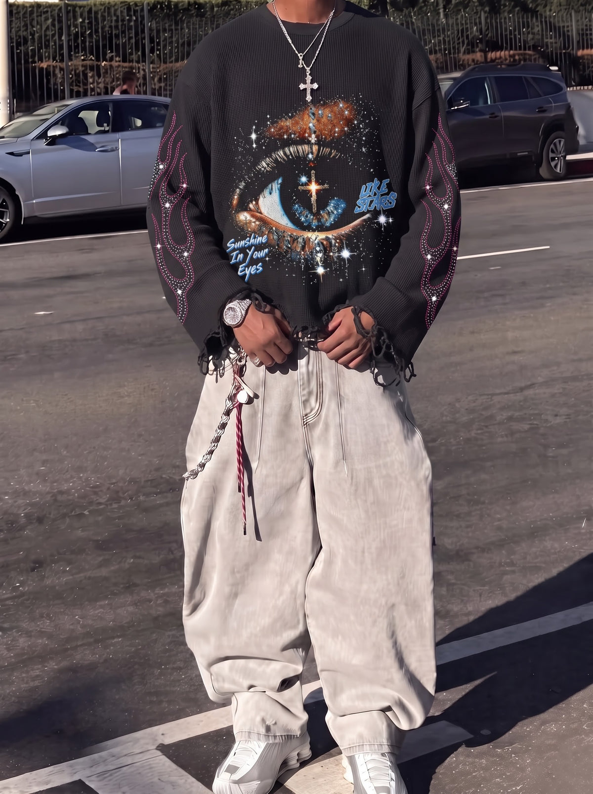 The Stargaze Eye Distressed Waffle Long Sleeve