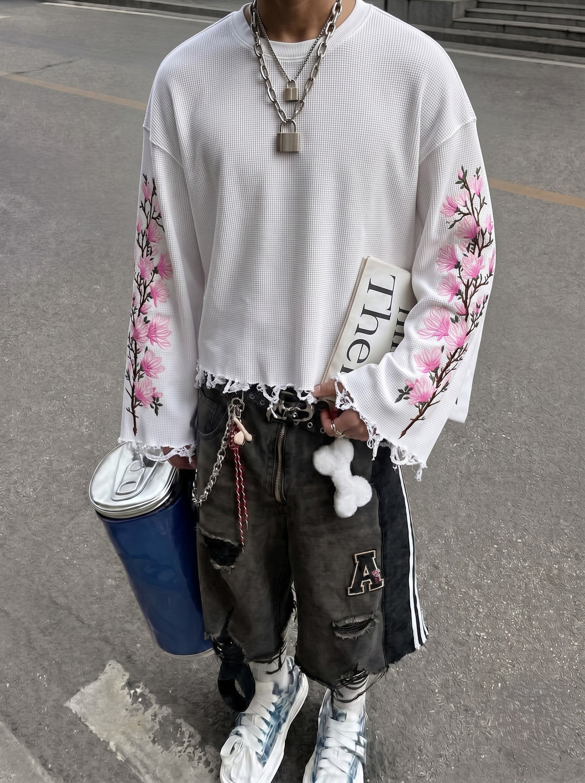 Sakura Drift Distressed Waffle Tee
