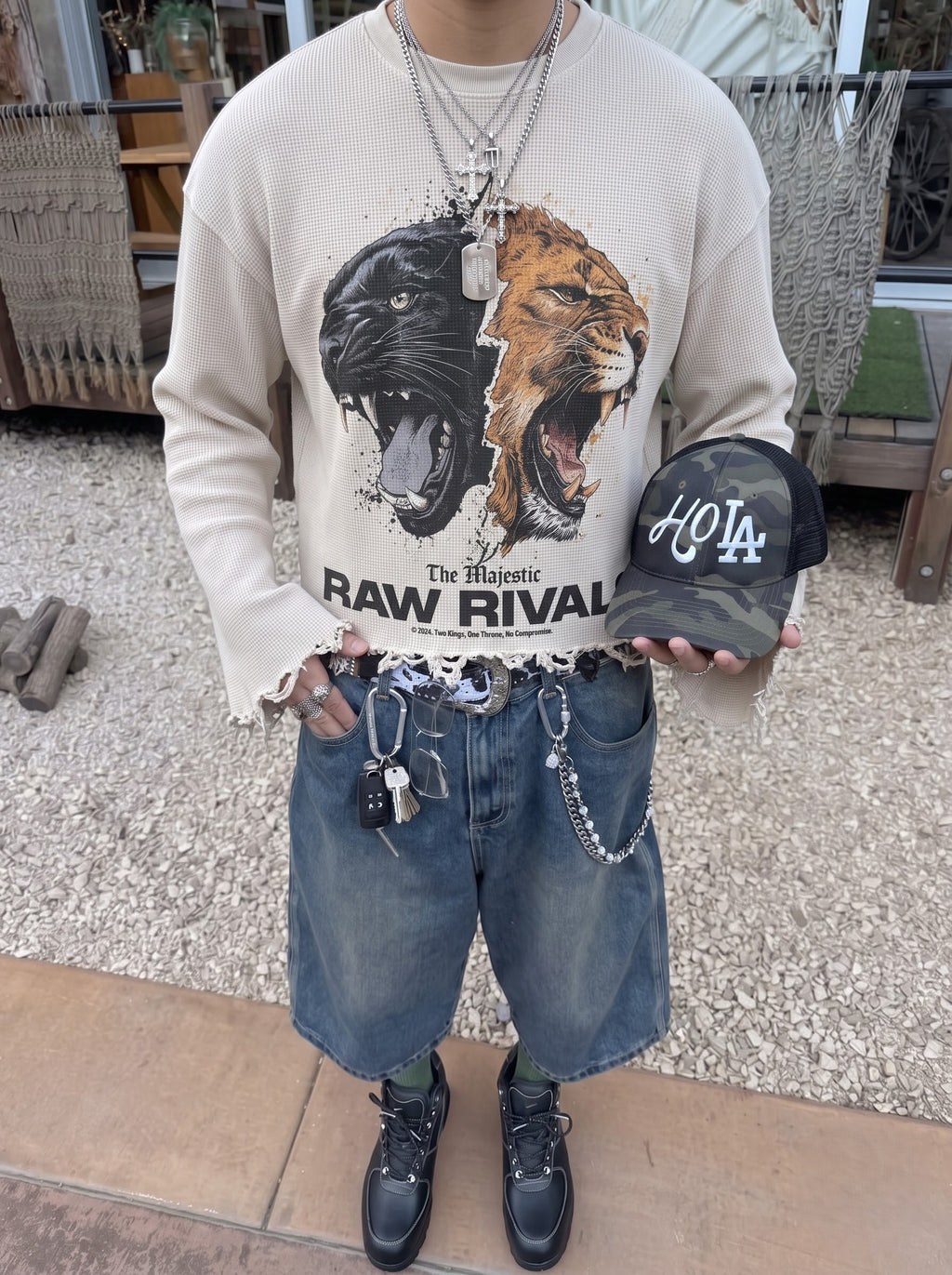 Raw Rivals Distressed Waffle Tee