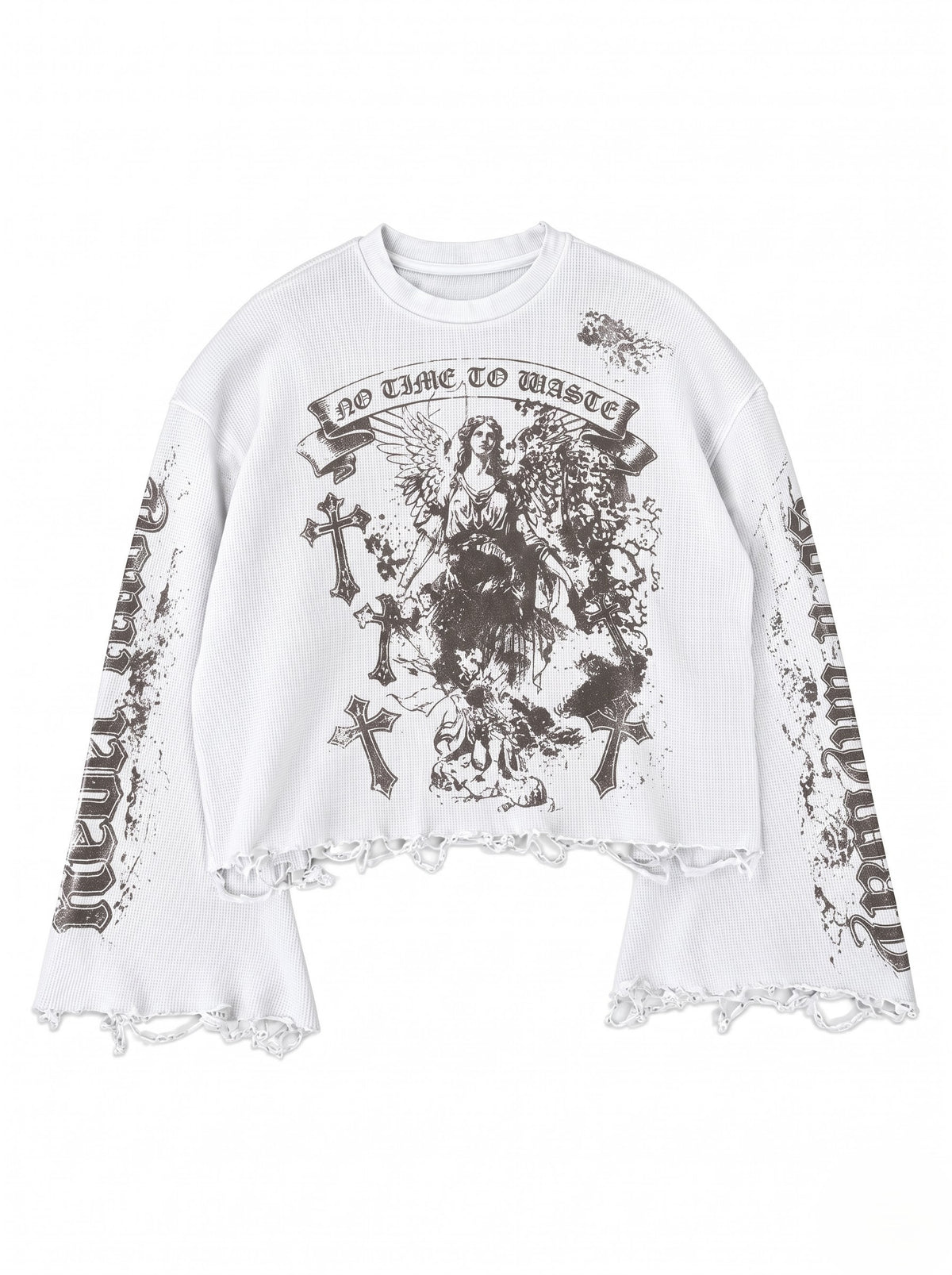 No Time To Waste Distressed Waffle Tee