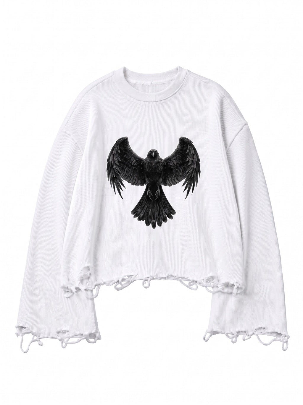 The Raven Waffle Knit Distressed Long Sleeve