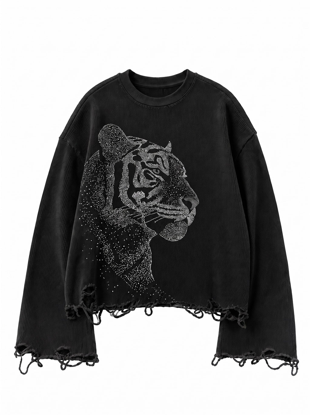 The Nocturne Tiger Distressed Waffle Long Sleeve
