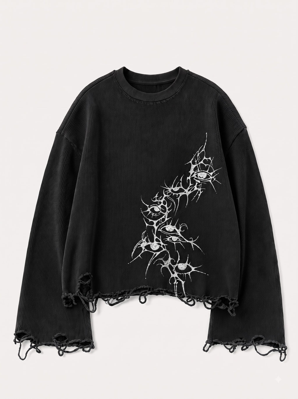The Obsidian Eye Distressed Waffle Long Sleeve