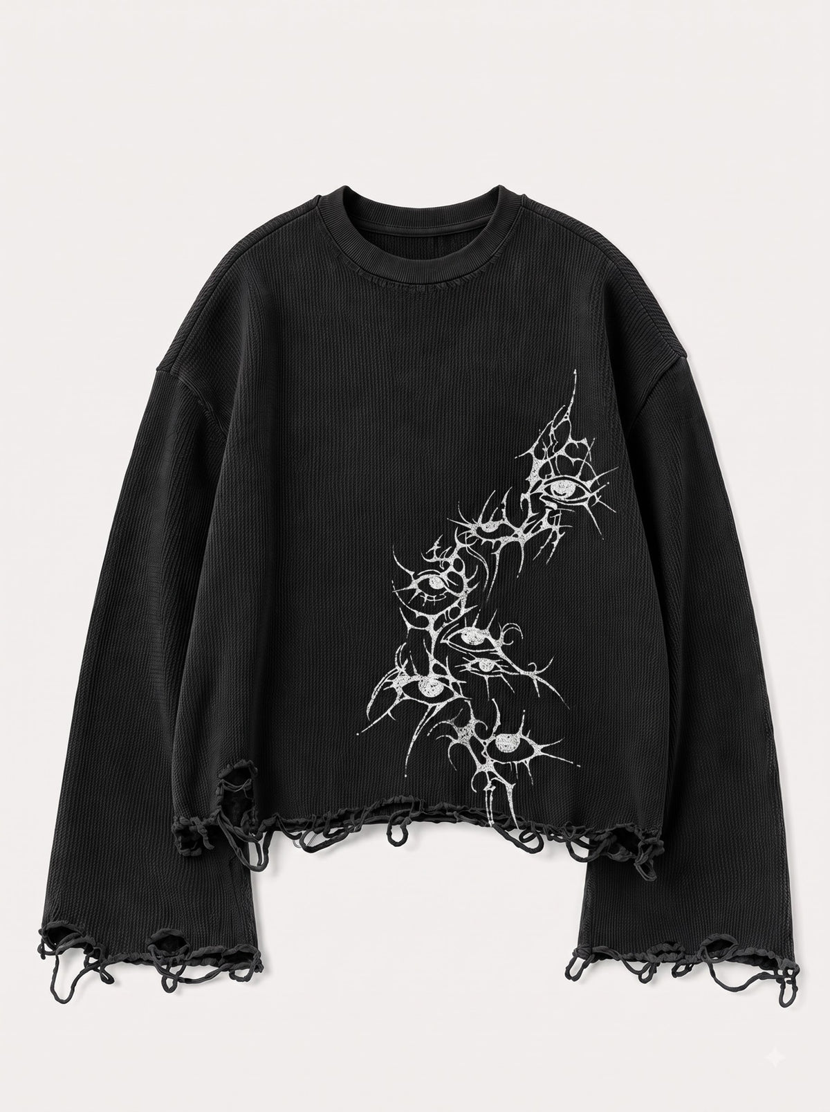 The Obsidian Eye Distressed Waffle Long Sleeve