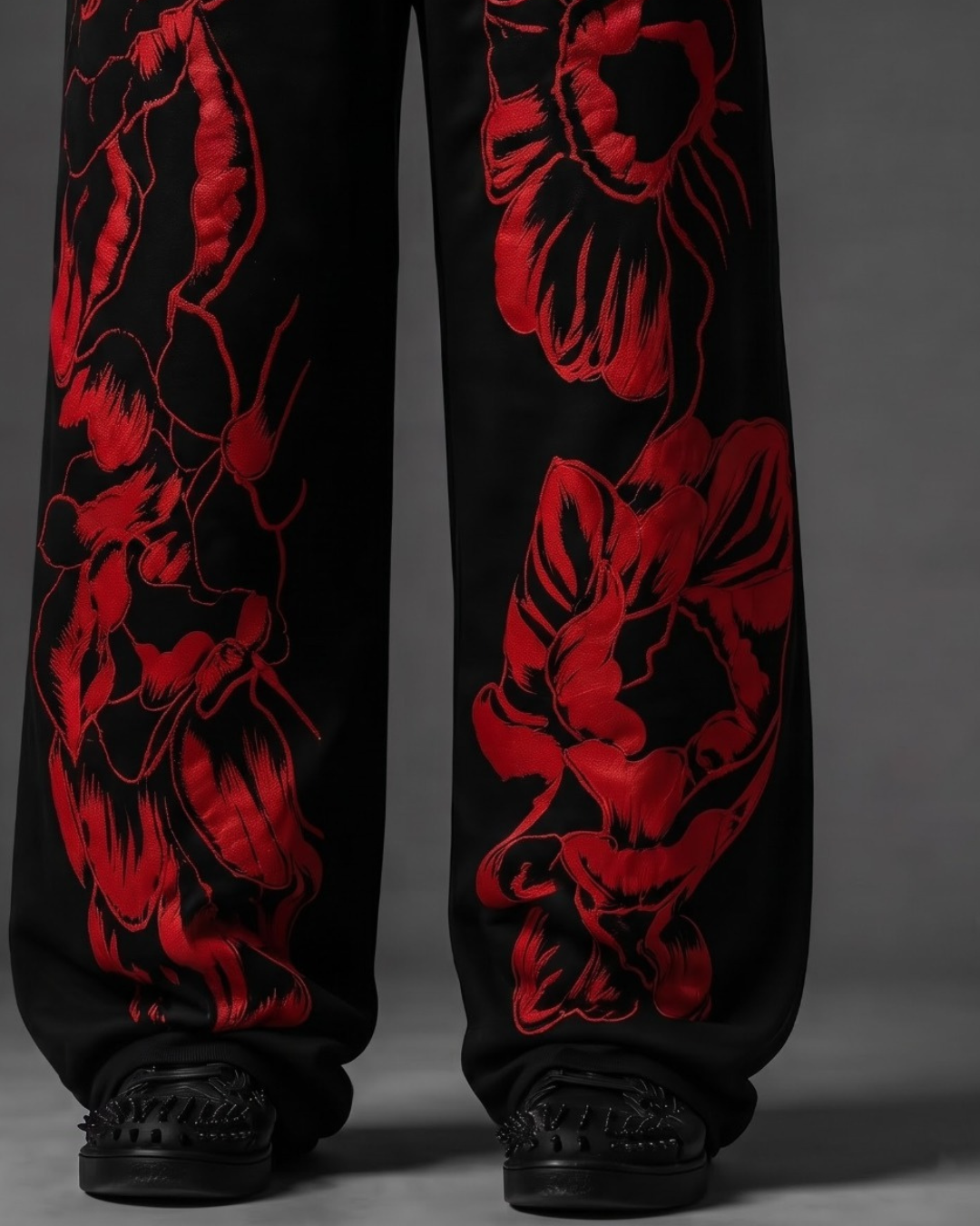 Crimson Bloom Baggy Sweatpants