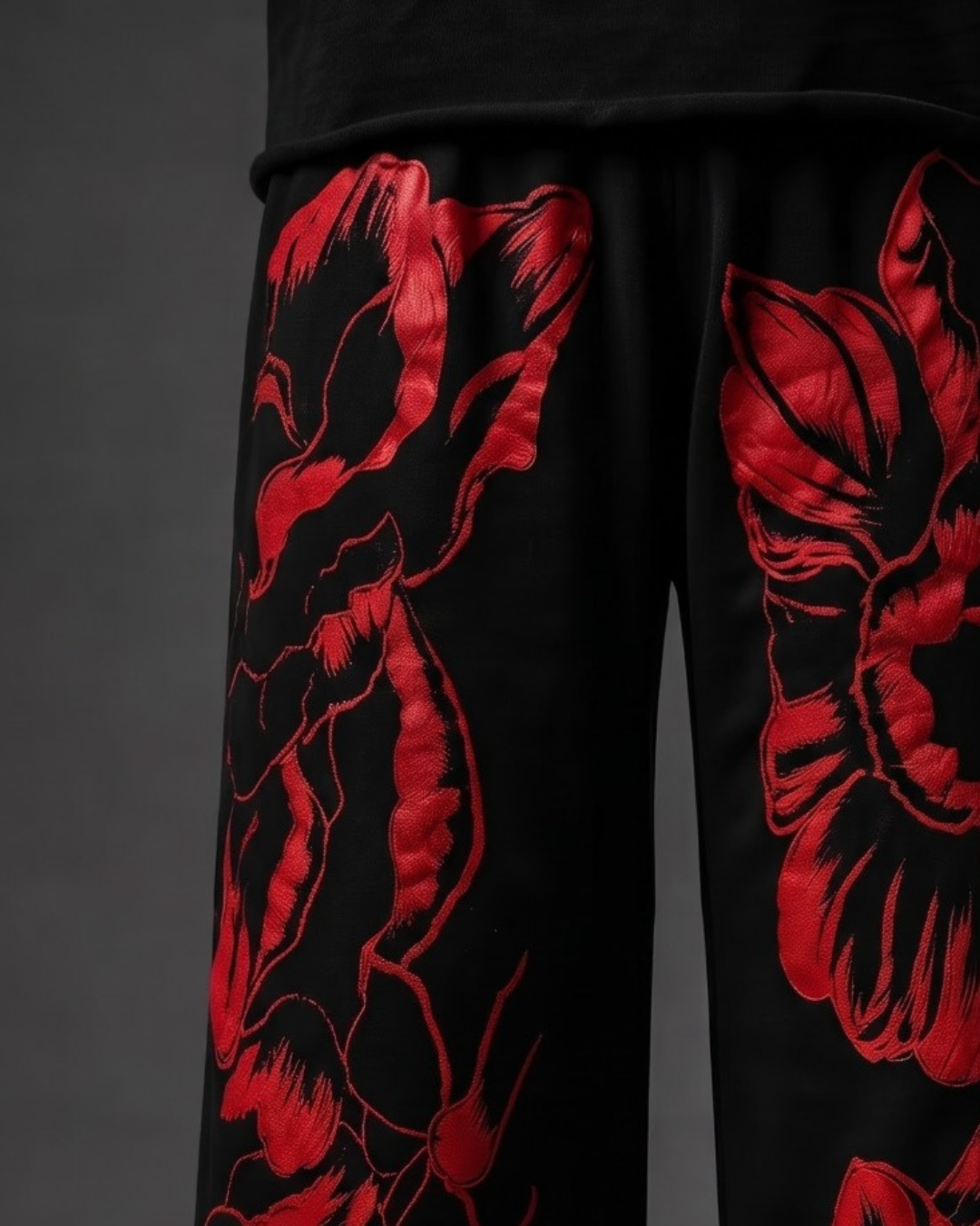 Crimson Bloom Baggy Sweatpants